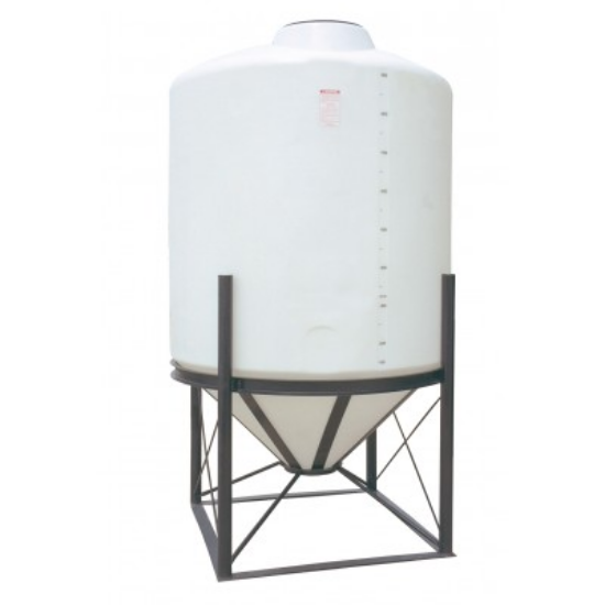 Picture of Close Top Cone Bottom Tank, White 1.7 sg. Steel Stand Included - 1000 US Gallons / 3785 Liters