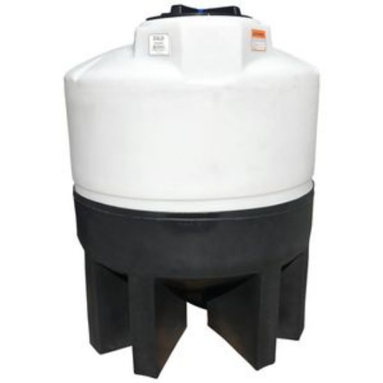 Image de Réservoir Conique Fermé Blanc 1.5 sg incluant son Support en Polyéthylène - 300 Gallons US / 1135 Litres