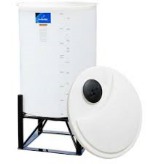 Image de Réservoir Conique Ouvert Blanc 1.7 sg Incluant son Support en Acier - 145 Gallons US / 549 Litres