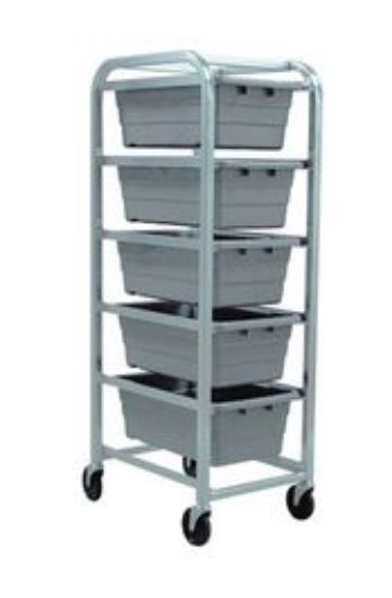 Picture of Aluminum Mobile Rack with 5 Gray CS Tubs