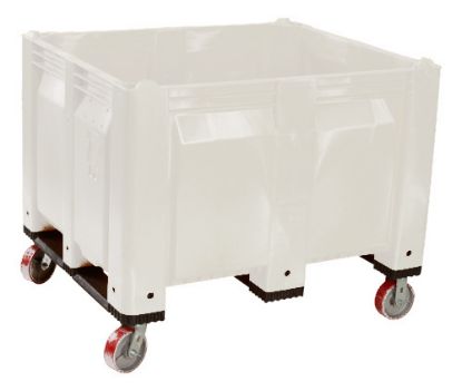 Picture of Straight Walls Plastic Pallet Boxes Bin on Casters 40" x 48" x 38" White