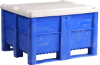 Picture of Solid Straight Walls HD Plastic Pallet Box 39" x 47" x 29" Blue