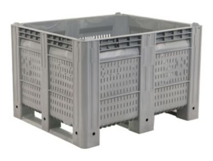 Picture of  Vented Straight Walls Plastic Pallet Boxes Bin 40" x 48" x 31" Gray