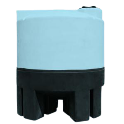 Picture of 3000 US Gallons Close Top Cone Bottom Tank, 1.9 sg, Blue. Polyethylene Stand Included