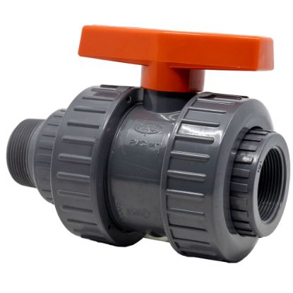 Picture of 1-½" NPT Threaded Fem x Male or Socket Ends Ball valve, PVC, EPDM O-ring