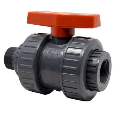 Picture of 1-1/4" NPT Threaded Fem x Male or Socket Ends Ball valve, PVC, EPDM O-ring