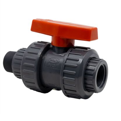 Picture of 1" Fem x Male Threaded NPT or Socket Ends Ball valve, PVC, EPDM O-ring
