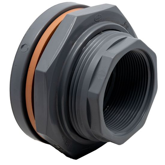 Picture of 3" Fem NPT Thread Bulkhead Fitting. PVC with EPDM Gasket