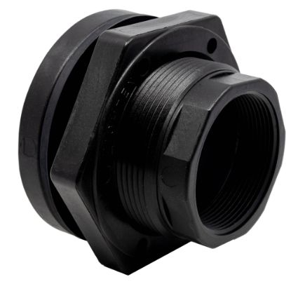 Picture of 3" Fem NPT Thread Bulkhead Fitting. - Polypropylene with EPDM Gasket