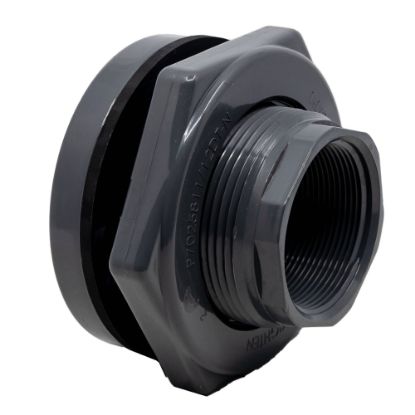 Picture of 2" Fem NPT Thread Bulkhead Fitting. - PVC with EPDM Gasket