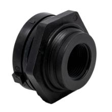 Picture of 1" Fem NPT Thread Bulkhead Fitting.<br />Polypropylene with EPDM Gasket