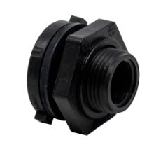 Picture of 3/4" Fem NPT Thread Bulkhead Fitting.<br />Polypropylene with EPDM Gasket