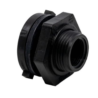 Picture of 3/4" Fem NPT Thread Bulkhead Fitting. - Polypropylene with EPDM Gasket
