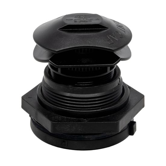 Picture of 2" Polypropylene  Vent Cap. <br />Bulkhead Fitting Included