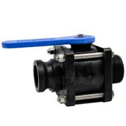 Picture of 2″ NPT Threaded Male x Male Camlock Ball valve, Reinforced Polypropylene, EPDM O-ring