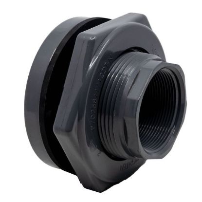 Picture of 3" Fem NPT Thread Bulkhead Fitting. PVC with EPDM Gasket